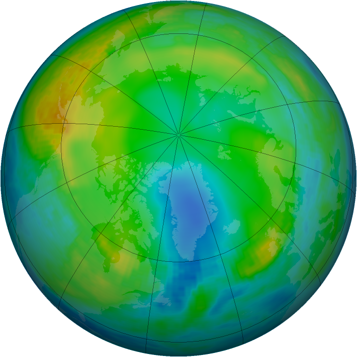 Arctic ozone map for 07 December 1990